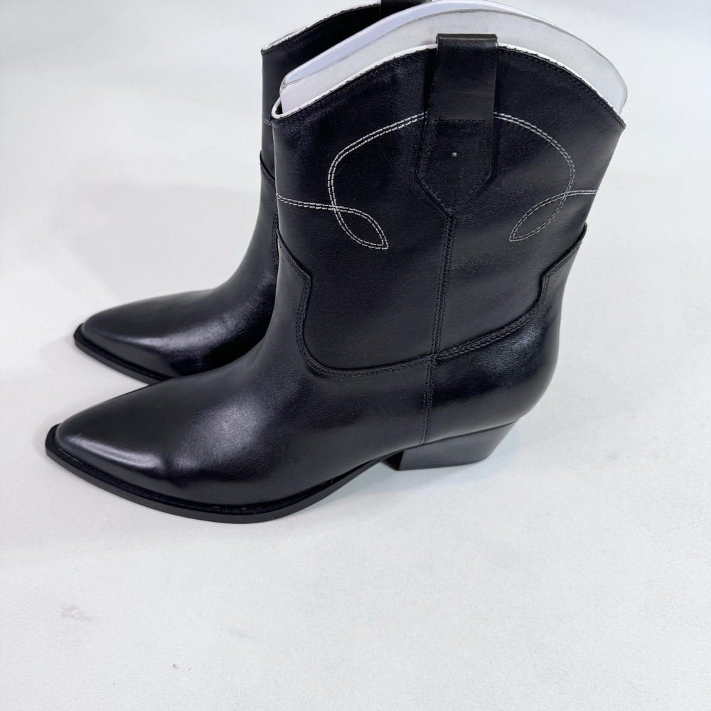 Marc Fisher Boots Womens Size 9.5 Black Leather Western Ankle Booties MF NONIE